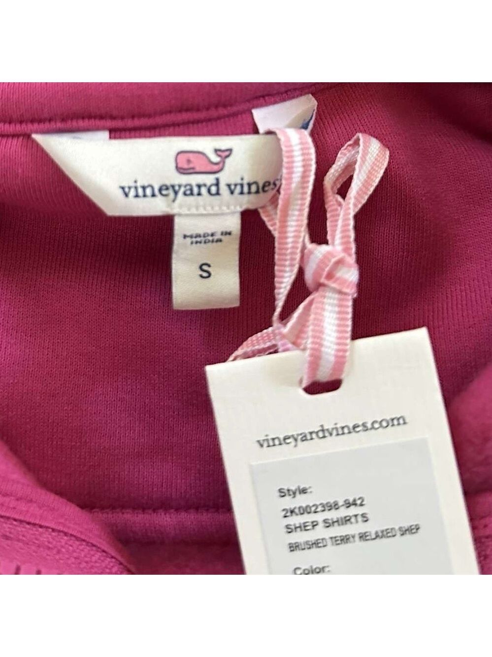 Vinyard Vines-Surf Terry Shep Shirt-size Small-berry relaxed fit-NWT - Picture 3 of 9